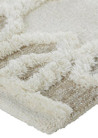 HomeRoots 512804 8 x 10 ft. Ivory Tan & Silver Wool Geometric Hand Tufted Handmade Stain Resistant Rectangle Area Rug