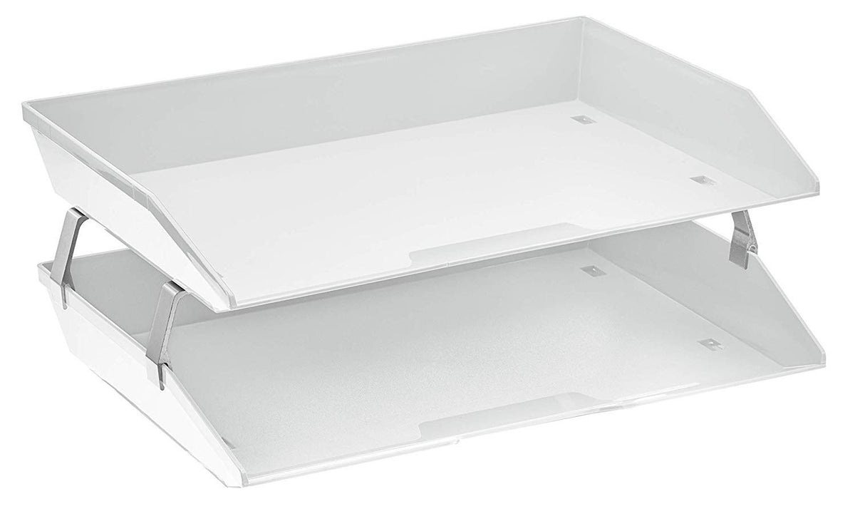 Acrimet Facility 2 Tier Letter Tray, Side Load, Letter Size/A4, Desktop File Organizer, Plastic (White Color)