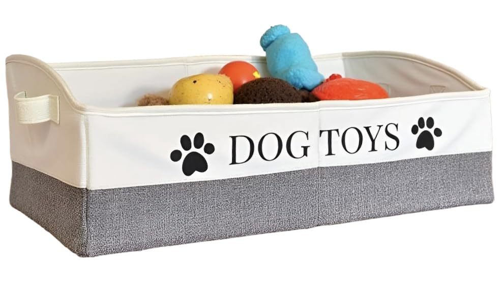 KINTNER DESIGNS Large Dog Toy Storage Bin Sturdy and Foldable Toy Basket