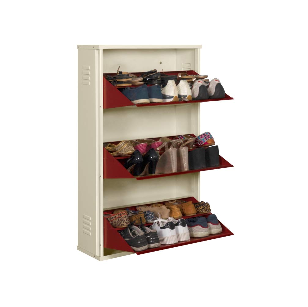 Delite Kom 24 Wide, 6 Shelf Metal Shoe Rack Wall Mounted For Home With Central Lock Holds Upto 18 Shoes Or 30 Slippers Pair Dou