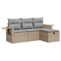 vidaXL 4 Piece Patio Sofa Set with Cushions Beige Poly Rattan