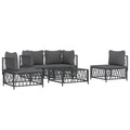 vidaXL 6-Piece Anthracite Patio Lounge Set - Modular Design with Thickly Padded Cushions & Durable Steel Frame - Modern Outdoor 