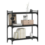 vidaXL Black Bookcase 3-Tier, Industrial Style Engineered Wood and Metal Frame for Home or Office, Easy to Assemble and Clean - 31.5"x11.8"x33.9"