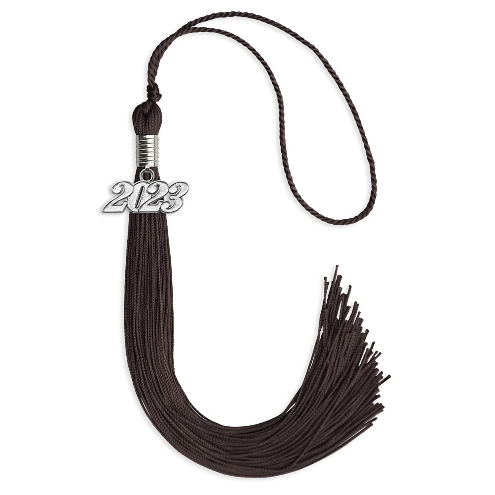 Endea Graduation Single Color Tassel with Silver Date Drop (Brown, 2023)