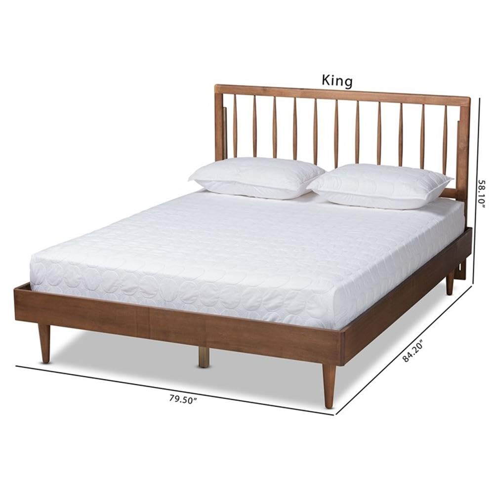 Baxton Studio Sora Mid-Century Modern Ash Walnut Finished Wood Full Size Platform Bed