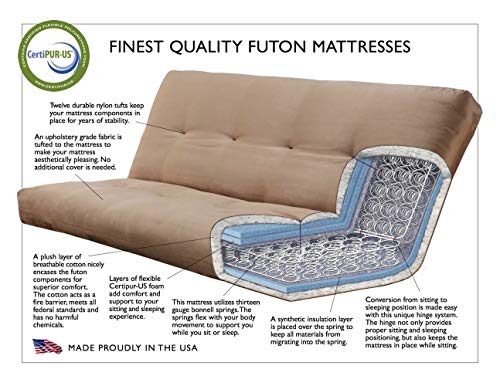 Kodiak Furniture Tucson Full Futon Set in Rustic Walnut Finish with Storage Drawers, Oregon Trail Java