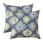 Romandeco Jacquard Floral Decorative Throw Pillow Covers For Couch Set Of 2, 18X18 Inches, Navy Blue