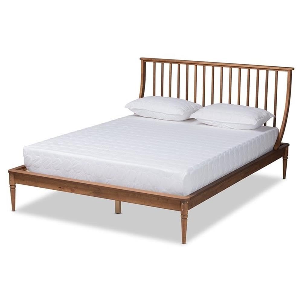 Baxton Studio ABEL Classic and Traditional Transitional Walnut Brown Finished Wood King Size Platform Bed