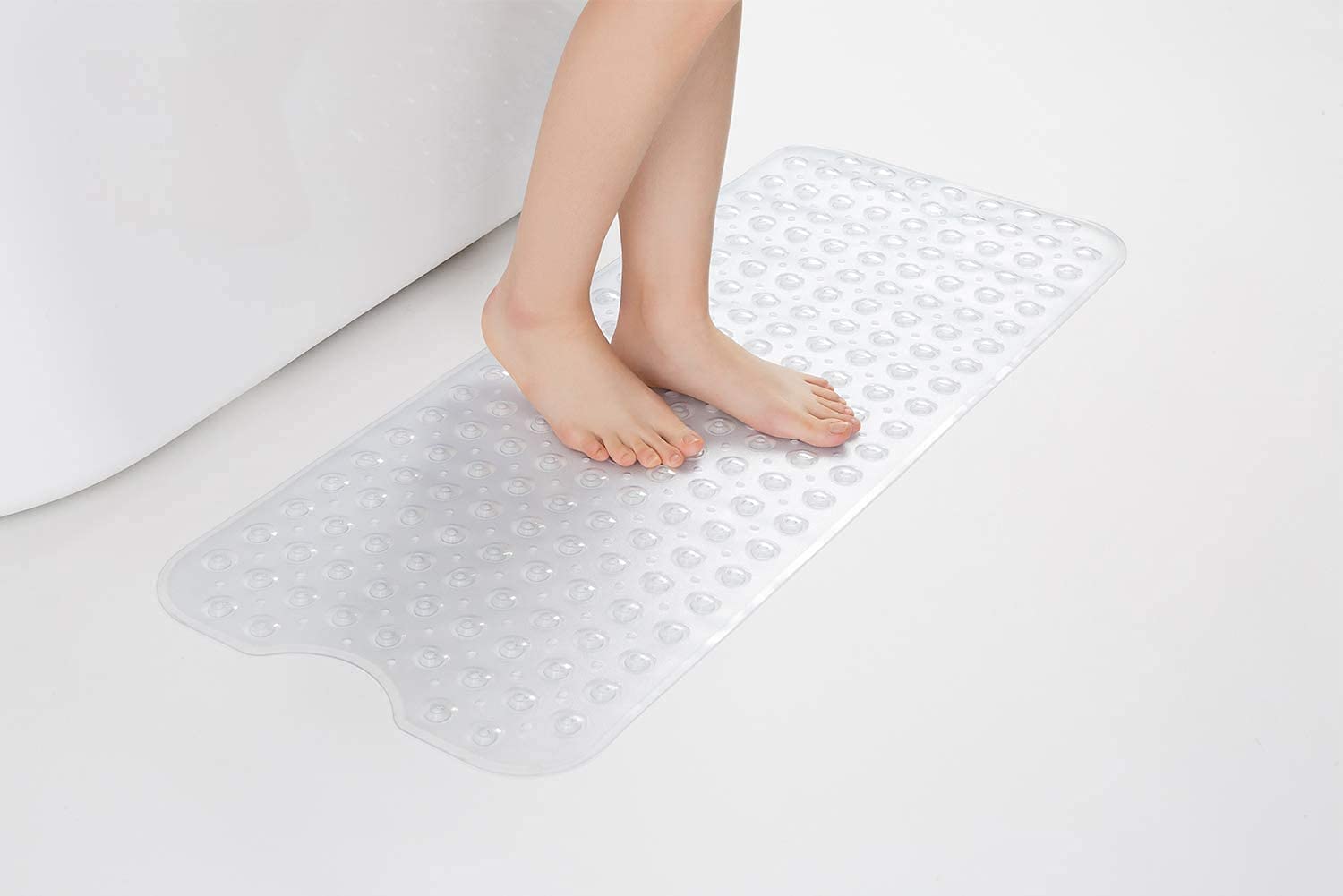 BHRAKUTI Anti Skid PVC Bathroom Mat for Bathtub Shower with Suction Cups. (Transparent White Color, 40 x 100 cm, 1pcs)