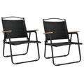 vidaXL Set of 2 Lightweight and Foldable Patio Camping Chairs, Black 500D Oxford Fabric with PE Coating, Powder-Coated Steel Frame, Perfect for Outdoor Use, 21.3" x 21.7" x 30.7"