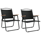vidaXL Set of 2 Lightweight and Foldable Patio Camping Chairs, Black 500D Oxford Fabric with PE Coating, Powder-Coated Steel Frame, Perfect for Outdoor Use, 21.3" x 21.7" x 30.7"