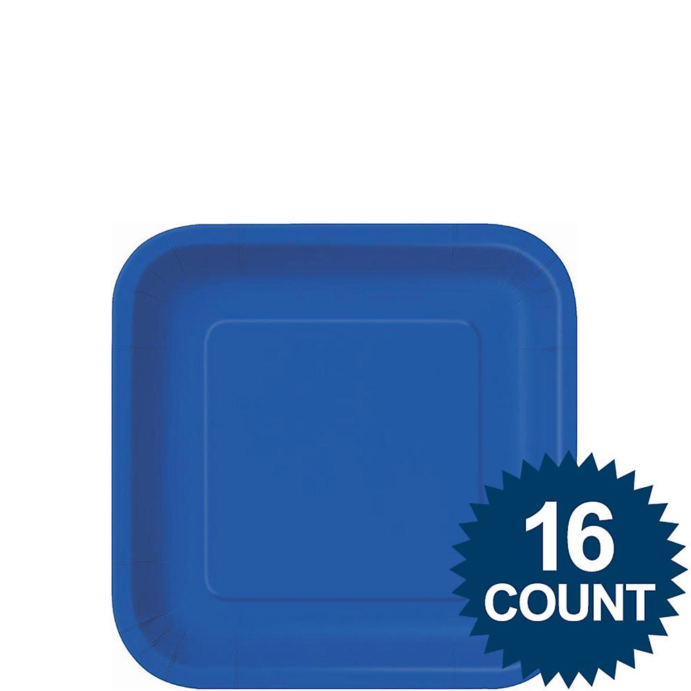 Royal Blue Round Dessert Paper Plates - 6 7/8 In (Pack Of 16) - Eco-Friendly & Disposable Tableware - Perfect For Celebrations,