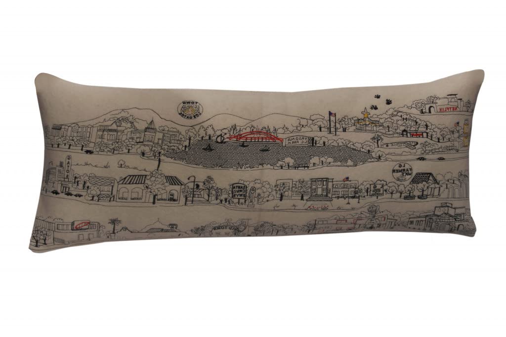 HomeRoots Cream 35' White Los Gatos Daylight Skyline Lumbar Decorative Pillow