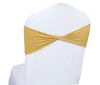 Mds Pack Of 50 Spandex Chair Sashes Bow Sash Elastic Chair Bands Ties Without Buckle For Wedding And Events Decoration Spandex Slider Sashes Bow - Gold