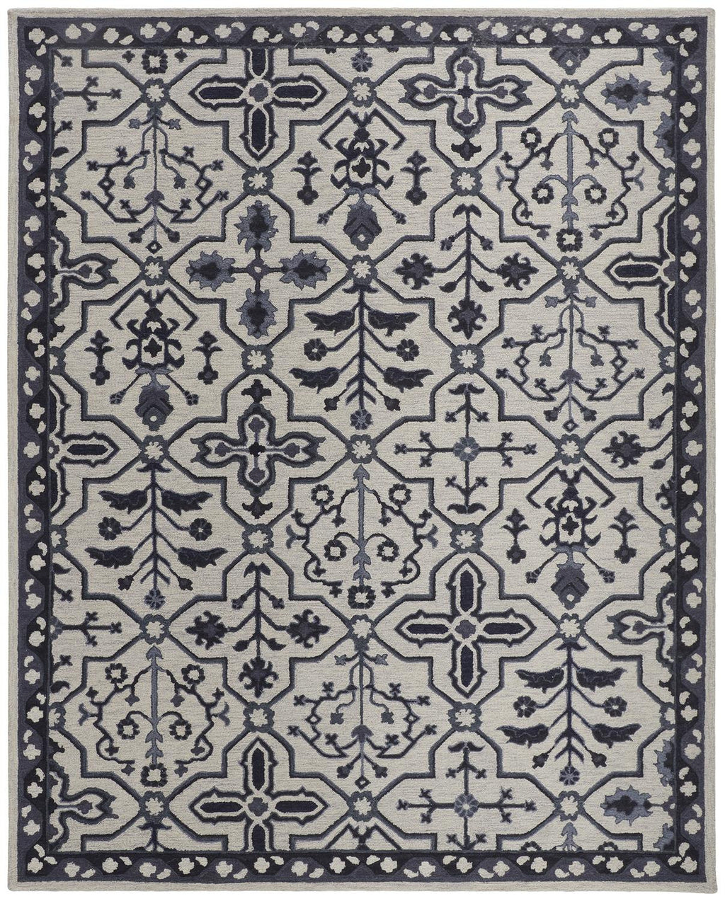HomeRoots 513677 10 x 14 ft. Taupe & Gray Wool Floral Hand Tufted Handmade Stain Resistant Rectangle Area Rug