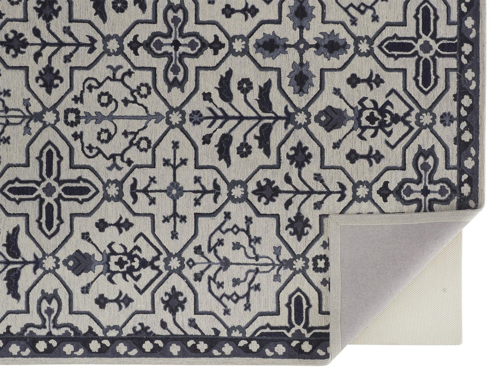 HomeRoots 513677 10 x 14 ft. Taupe & Gray Wool Floral Hand Tufted Handmade Stain Resistant Rectangle Area Rug
