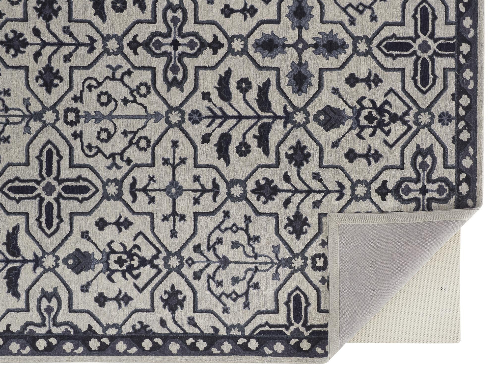 HomeRoots 513677 10 x 14 ft. Taupe & Gray Wool Floral Hand Tufted Handmade Stain Resistant Rectangle Area Rug