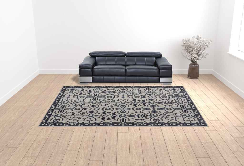 HomeRoots 513677 10 x 14 ft. Taupe & Gray Wool Floral Hand Tufted Handmade Stain Resistant Rectangle Area Rug