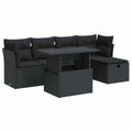 vidaXL 6 Piece Patio Sofa Set with Cushions Black Poly Rattan