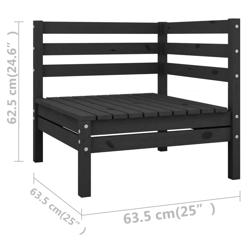 vidaXL Solid Pinewood Patio Lounge Set 9 Piece Garden Outdoor Terrance Backyard Furniture Set Wooden Lounge Sofa Seating Chair Seat Black