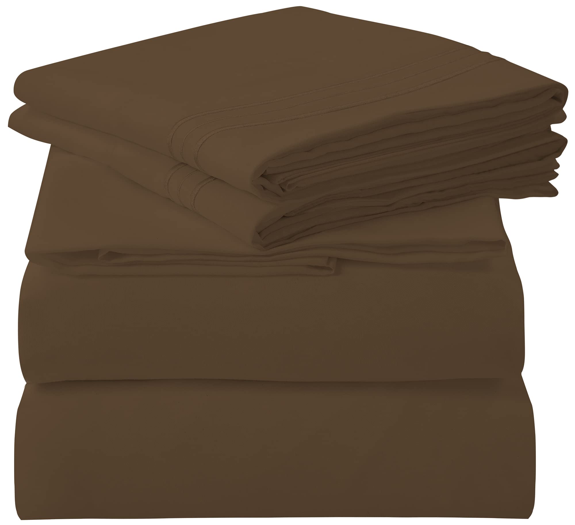 Royale Linens - 4 Piece Full Bed Sheet - Soft Brushed Microfiber 1800 Bedding Set - 1 Fitted Sheet, 1 Flat Sheet, 2 Pillowcase -