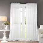 Dreaming Casa Solid Sheer Curtains Draperies White Rod Pocket 2 Panels 72'' W x 102'' L