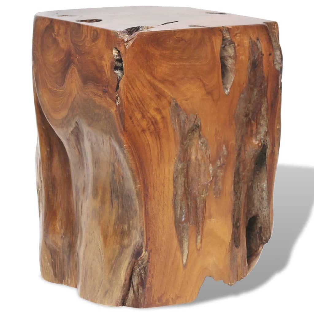 vidaXL Solid Teak Wood Stool, Versatile Footrest/Side Table, Unique Grain Pattern, Durable and Stable, 11.8" x 11.8" x 15.7" Brown