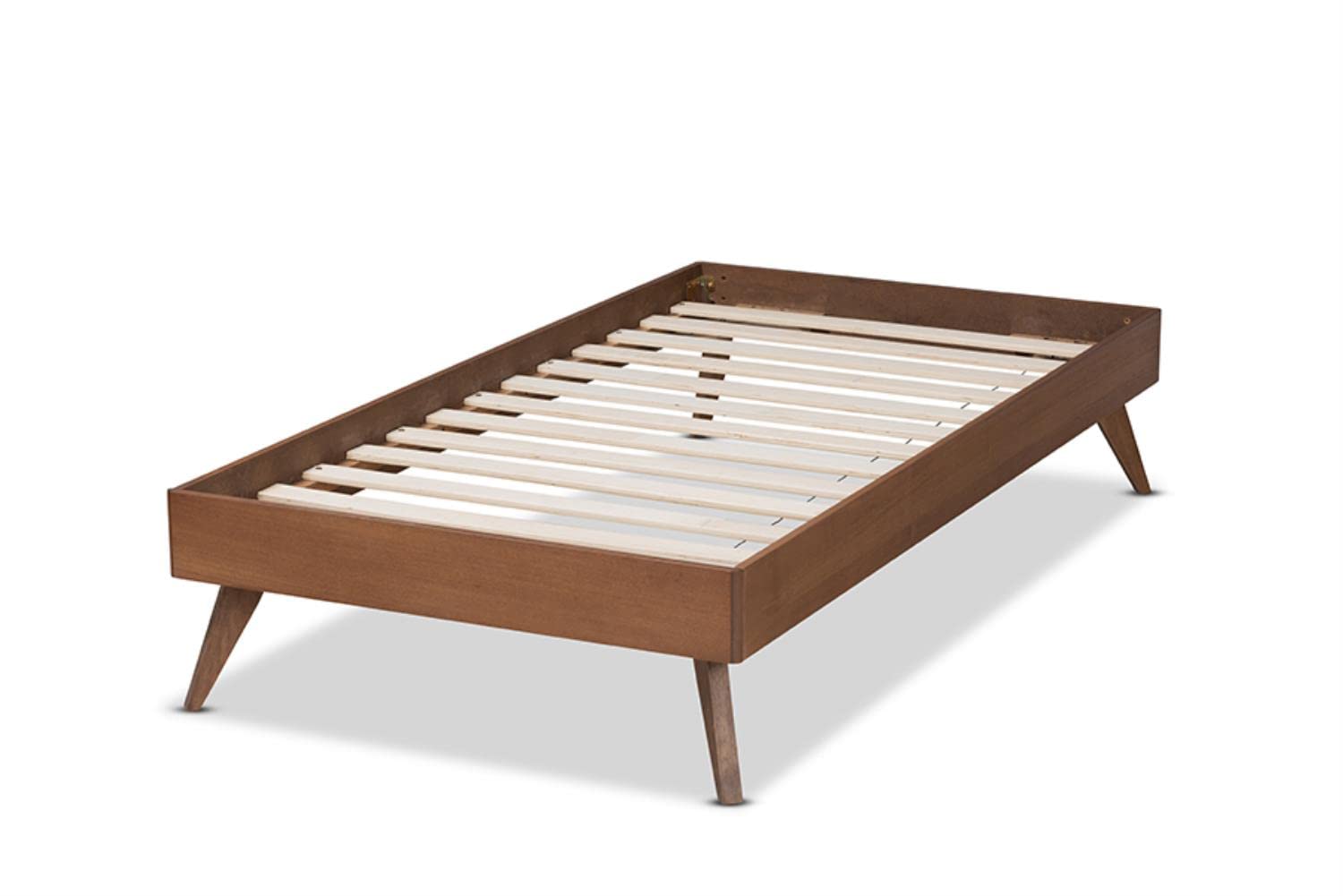 Baxton Studio Lissette Mid-Century Modern Ash Walnut Finished Wood Twin Size Platform Bed Frame