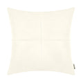 Brawarm Faux Leather Throw Pillow Covers 16 X 16 Inches, Cream Leather Pillow Cover, Hand Stitched Leather Decorative Pillow Cov