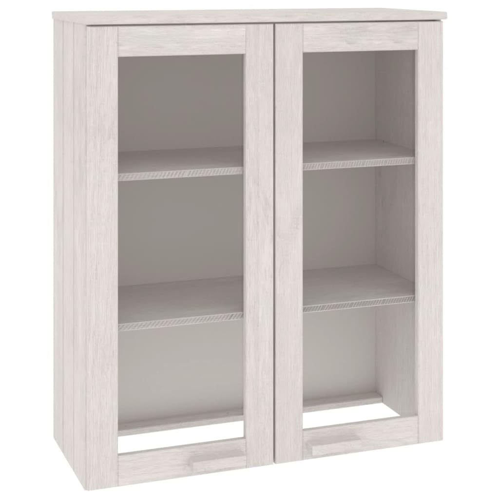 vidaXL Top for Highboard HAMAR - Solid Pinewood Construction with Glass Doors, White - 33.5"x13.8"x39.4" - Weighs 49.6 Pounds