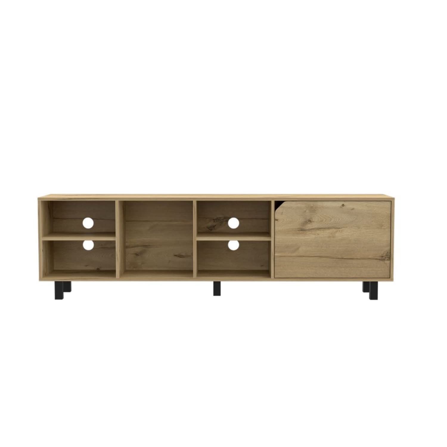 DEPOT E-SHOP Conquest Tv Stand for Tv´S Up 70", 4 Open Shelves, 5 Legs, Light Oak