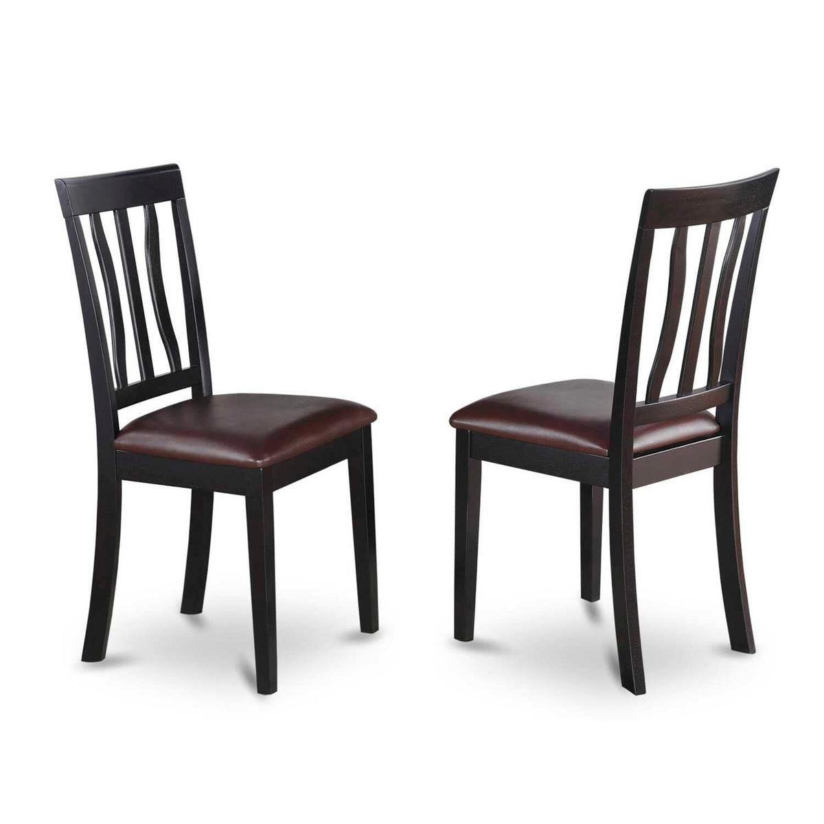 East West Furniture Aman3-Bch-Lc 3 Piece Dining Table Set For Small Spaces Contains A Round Kitchen Table With Pedestal And 2 Faux Leather Upholstered Chairs, 36X36 Inch, Black & Cherry