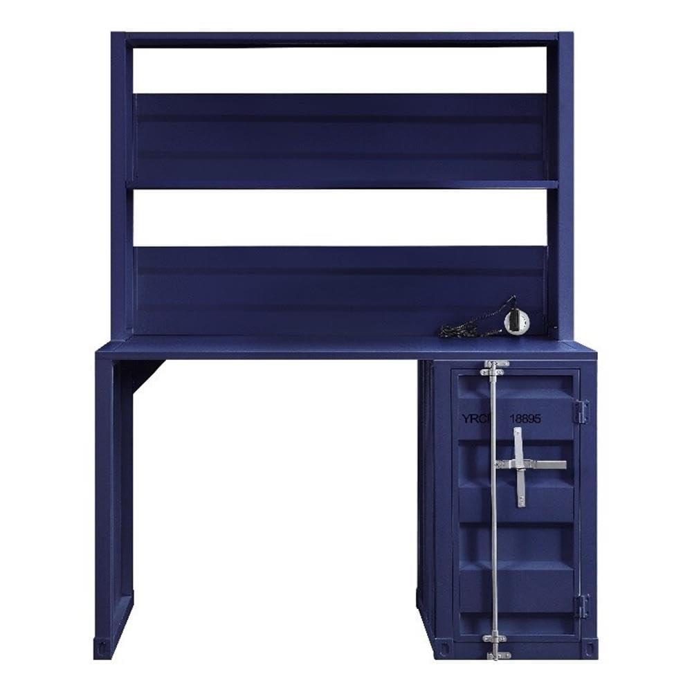 Acme Cargo Metal Frame Desk And Hutch With Storage Base In Blue