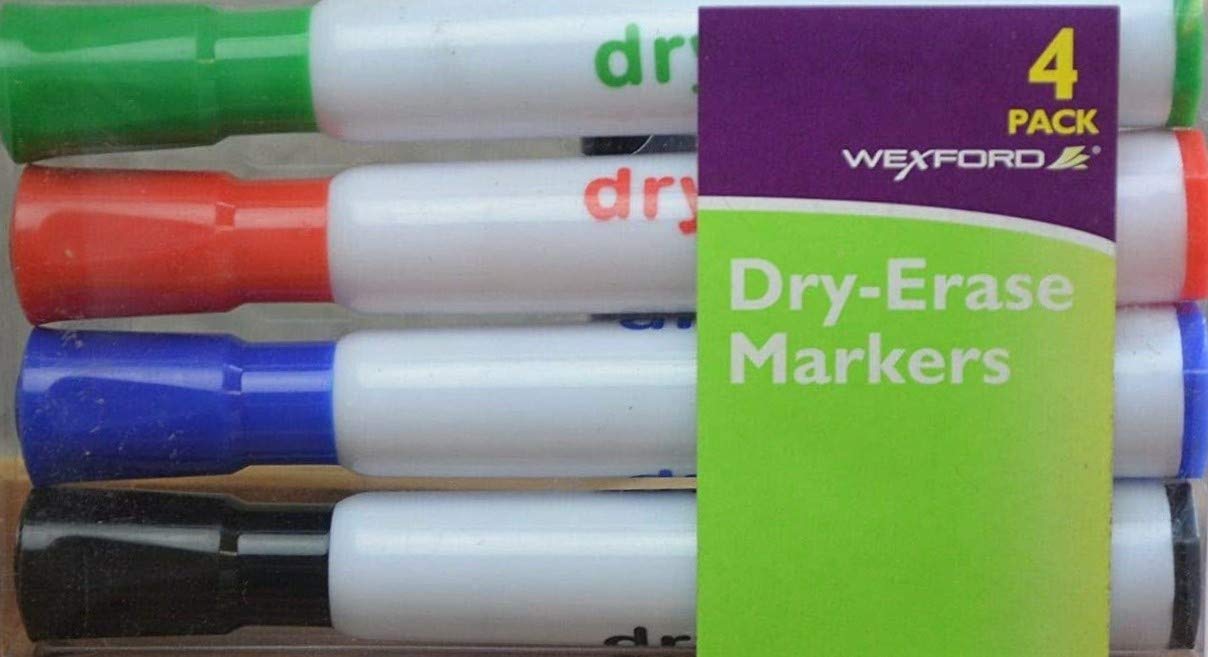 Wexford Dry Erase Markers, 4-Pc Color Set