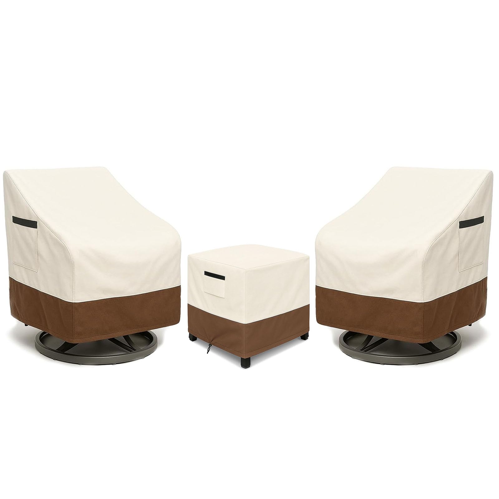 Patio Furniture Covers Set for 3-Piece Bistro Sets, Heavy-Duty 600D Waterproof Outdoor Furniture Covers for 2 Chairs&Side Table,