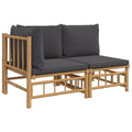 vidaXL 2 Piece Patio Lounge Set - Durable Bamboo Material, Comfortable Backrest with Dark Gray Cushions, Modular, Easy-to-Assemb