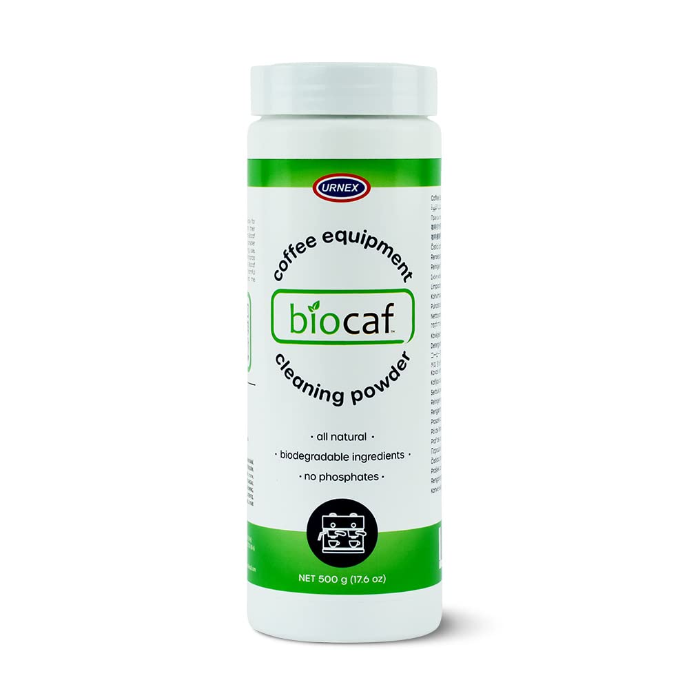 Urnex Biocaf Coffee Equipment Wash - 17.6 Ounce (100 Uses) - Safe Biodegradable Phosphate-Free for Use On Espresso Machines and 