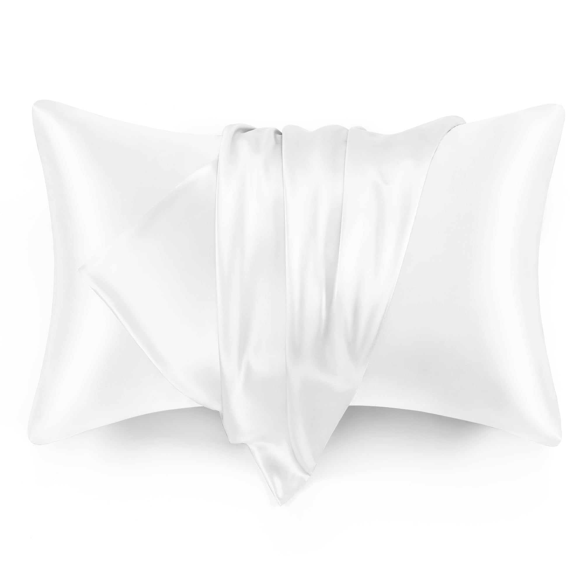 Love'S Cabin Silk Satin Pillowcase For Hair And Skin (Bleaching White, 20X30 Inches) Slip Pillow Cases Queen Size Set Of 2 - Sat