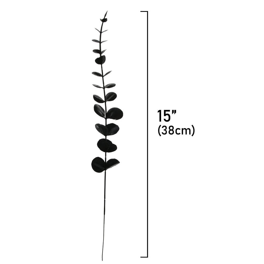 Tinsow 26 Pcs Black Artificial Eucalyptus Stems Faux Halloween Flowers Eucalyptuses Real Touch Leaf Centerpiece Home Decor (26,