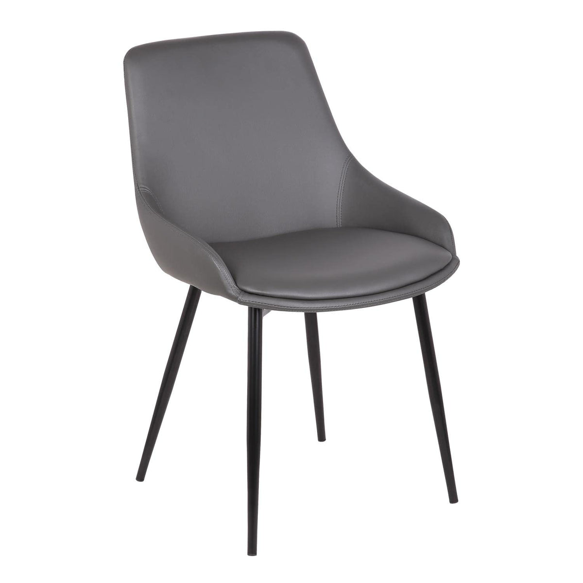 Armen Living Mia Mid Century Modern Dining Accent Side Chair for Kitchen Table Office Desk Vanity in Charcoal Faux Leather and B