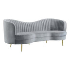 Coaster Home Furnishings Sophia Upholstered Sofa with Camel Back Grey and Gold