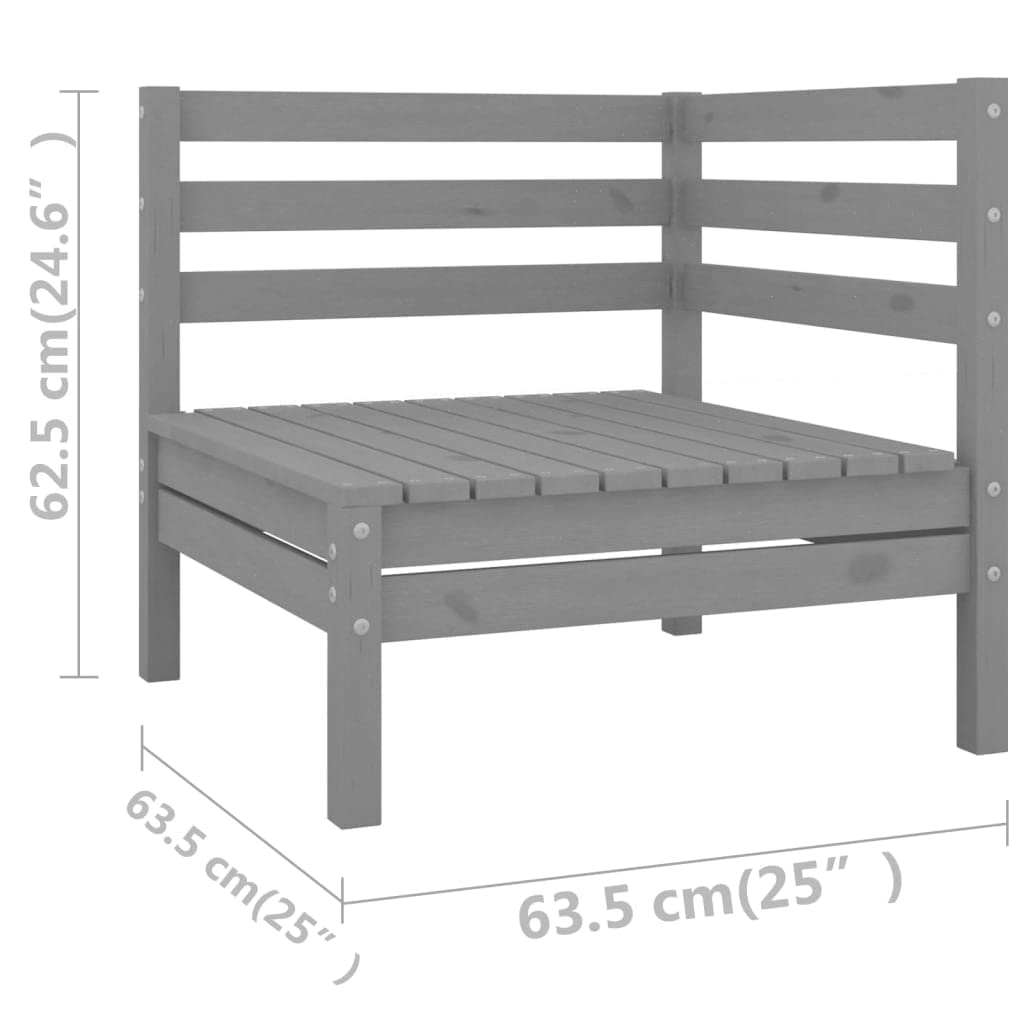 vidaXL Solid Pinewood Patio Lounge Set 8 Piece Garden Outdoor Terrance Backyard Furniture Set Wooden Lounge Sofa Seating Chair Seat Gray