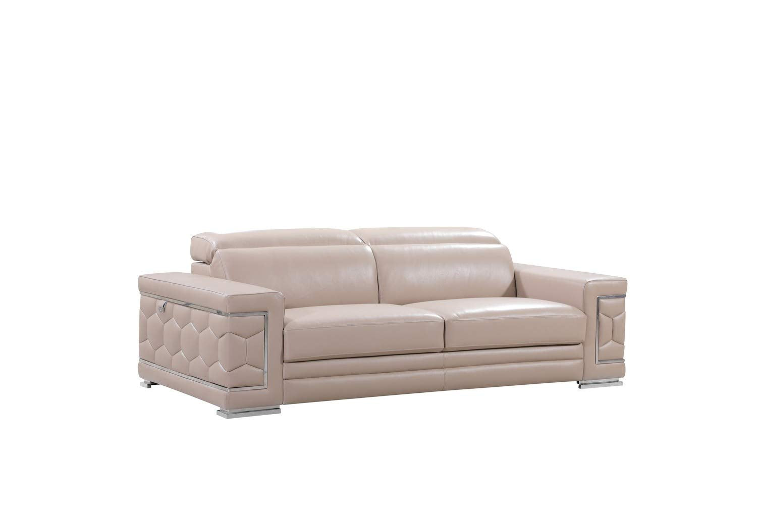 HomeRoots 29 to 38 Modern Beige Leather Sofa