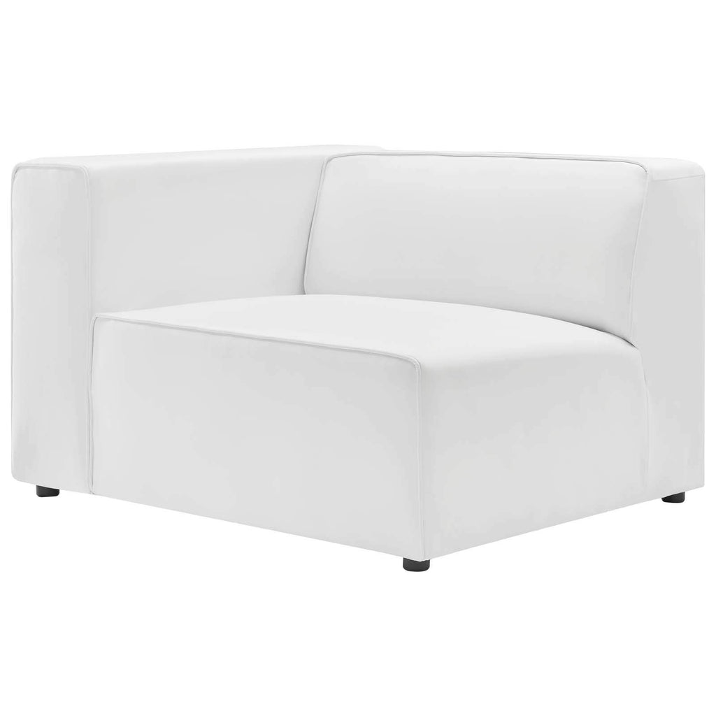 Modway Mingle Vegan Leather 3-Piece Sectional Sofa in White