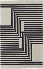 HomeRoots 514382 9 x 12 ft. Gray Ivory & Black Wool Abstract Hand Tufted Handmade Rectangle Area Rug