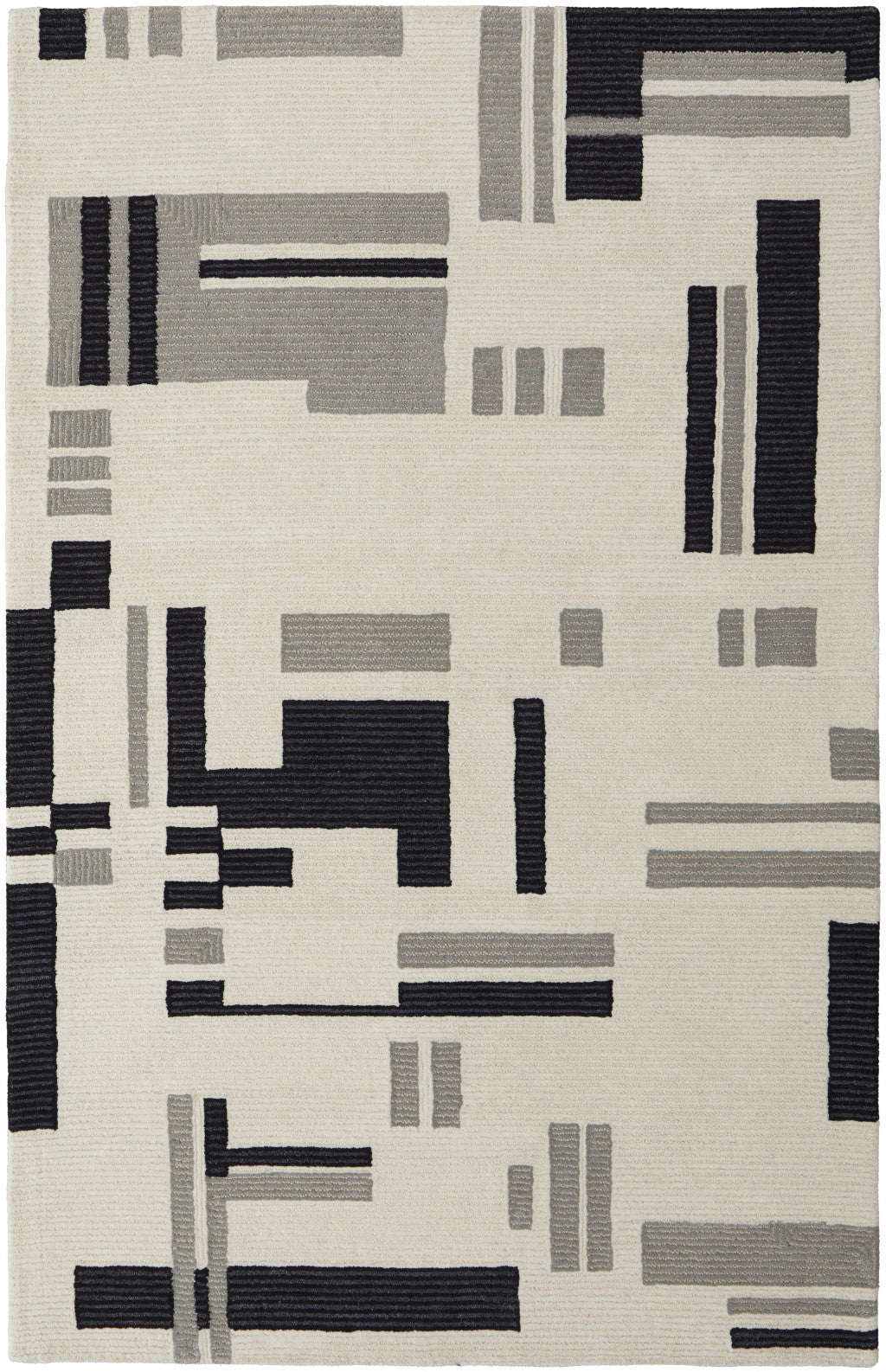 HomeRoots 514403 9 x 12 ft. Ivory & Taupe Wool Abstract Hand Tufted Handmade Rectangle Area Rug