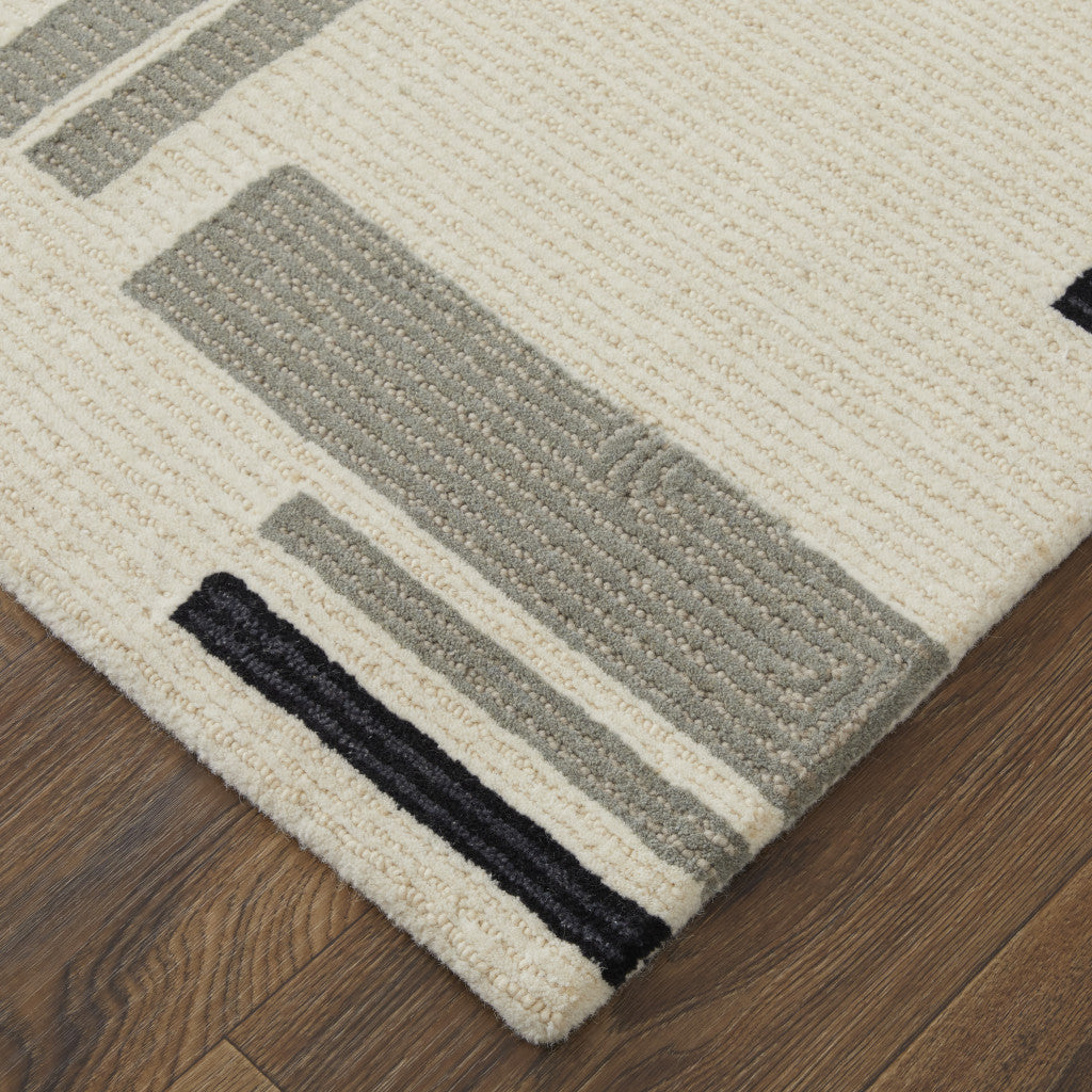 HomeRoots 514403 9 x 12 ft. Ivory & Taupe Wool Abstract Hand Tufted Handmade Rectangle Area Rug