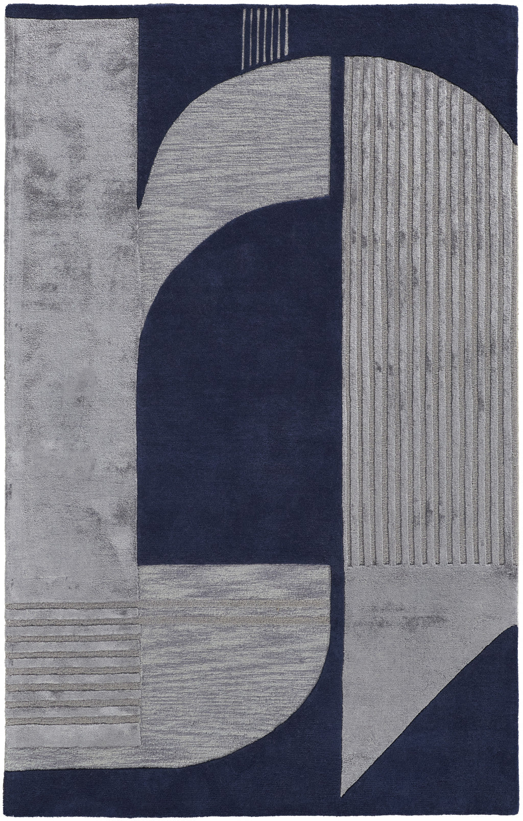 HomeRoots 514593 9 x 12 ft. Blue & Silver Wool Geometric Hand Tufted Handmade Rectangle Area Rug