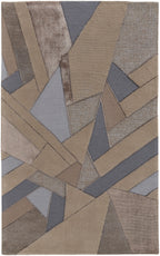 HomeRoots 514599 8 x 10 ft. Tan Brown & Blue Wool Geometric Hand Tufted Handmade Rectangle Area Rug