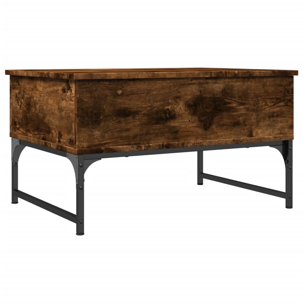 vidaXL Coffee Table Smoked Oak 27.6inchx19.7inchx15.7inch Engineered Wood and Metal
